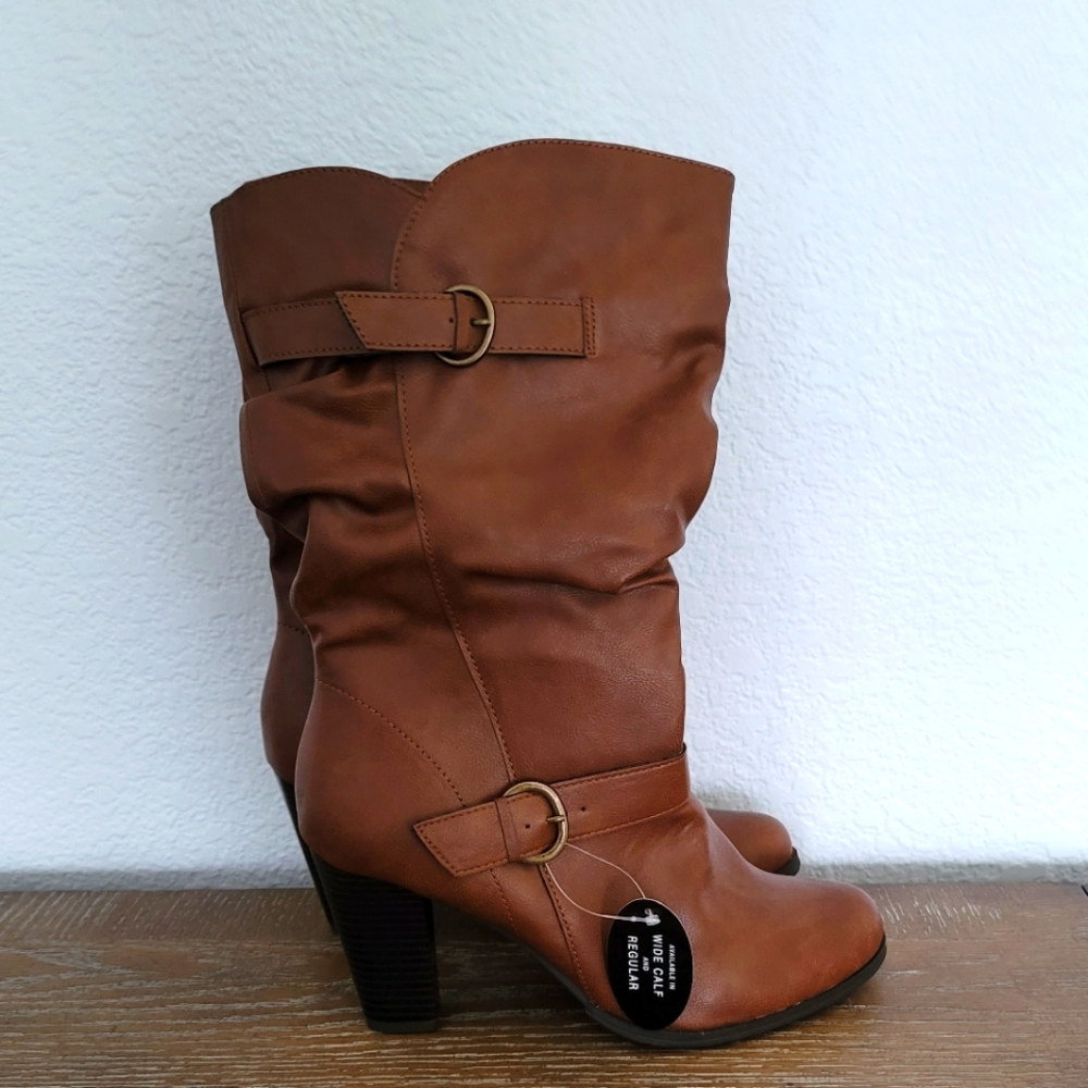Style & Co Boots Size 10.5 Brown with Two Brass Buckles